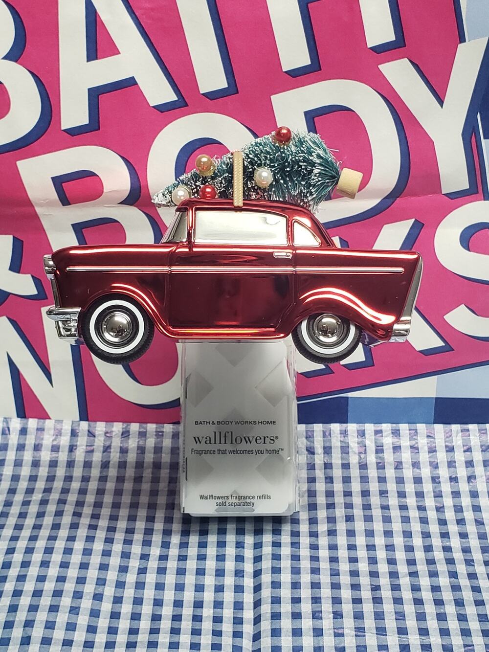 BBW Mid Century Car w. Tree Wallflower Fragrance Plug In Home Scent Decor